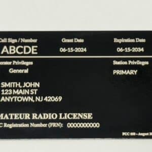 FCC Amateur Radio License Reference Copy Card